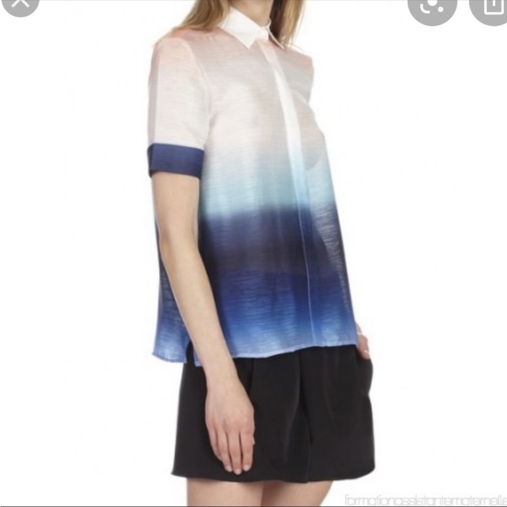 Maje Gradient Button Down Shirt - White, Orange, … - image 2